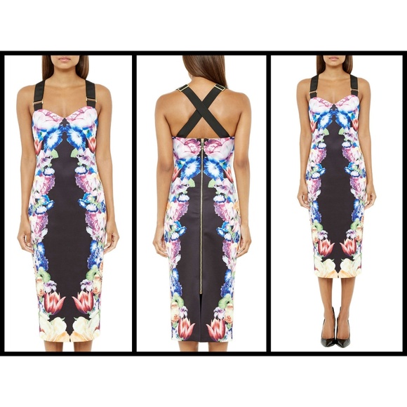 💕TED BAKER💕 Floral Bodycon Midi Dress NWT - Picture 5 of 8